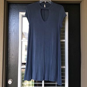 Muted Blue Collared Swing Dress